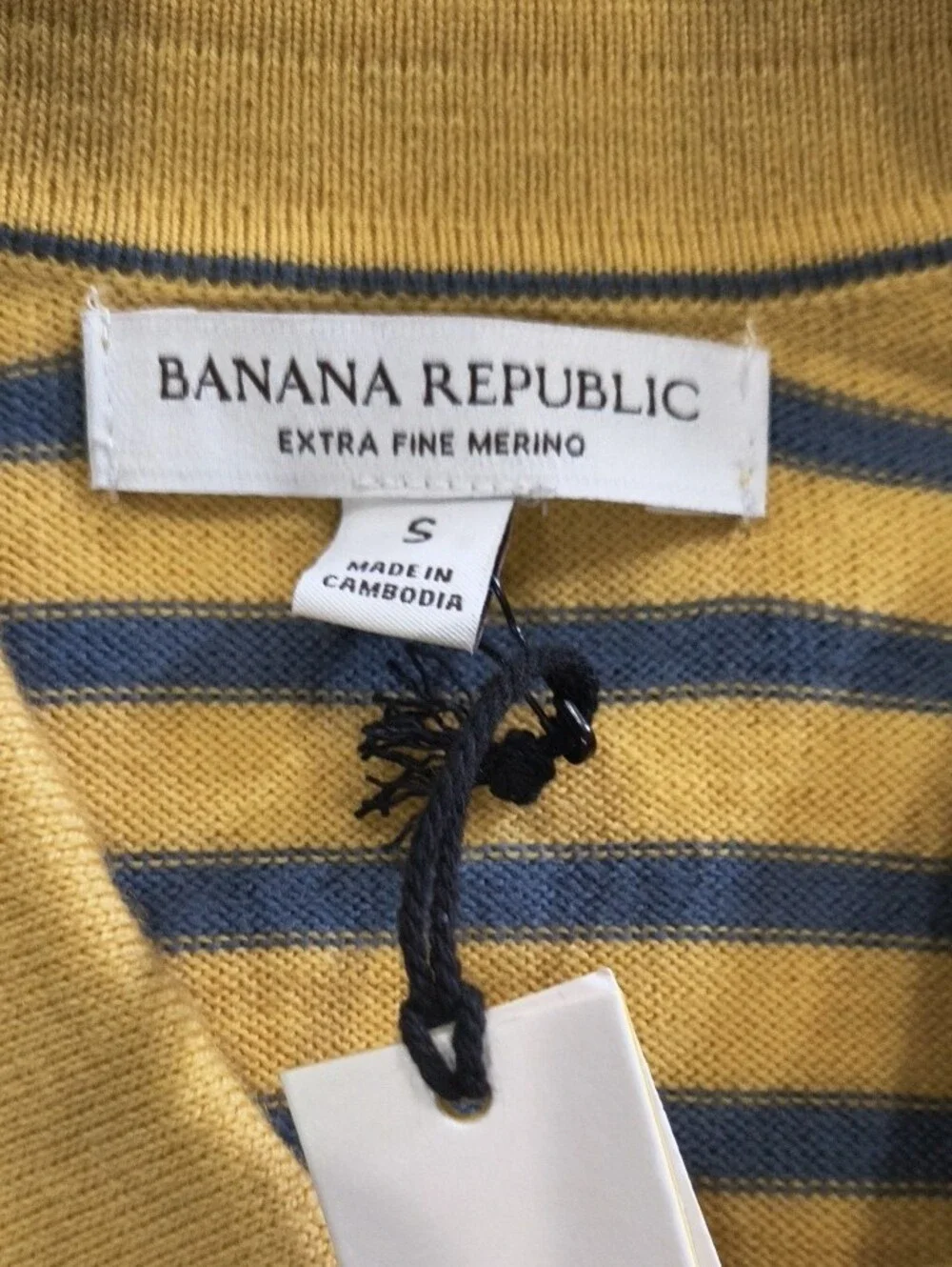 Banana Republic 100% Merino Wool Stripe Long-Sleeve Sweater Polo